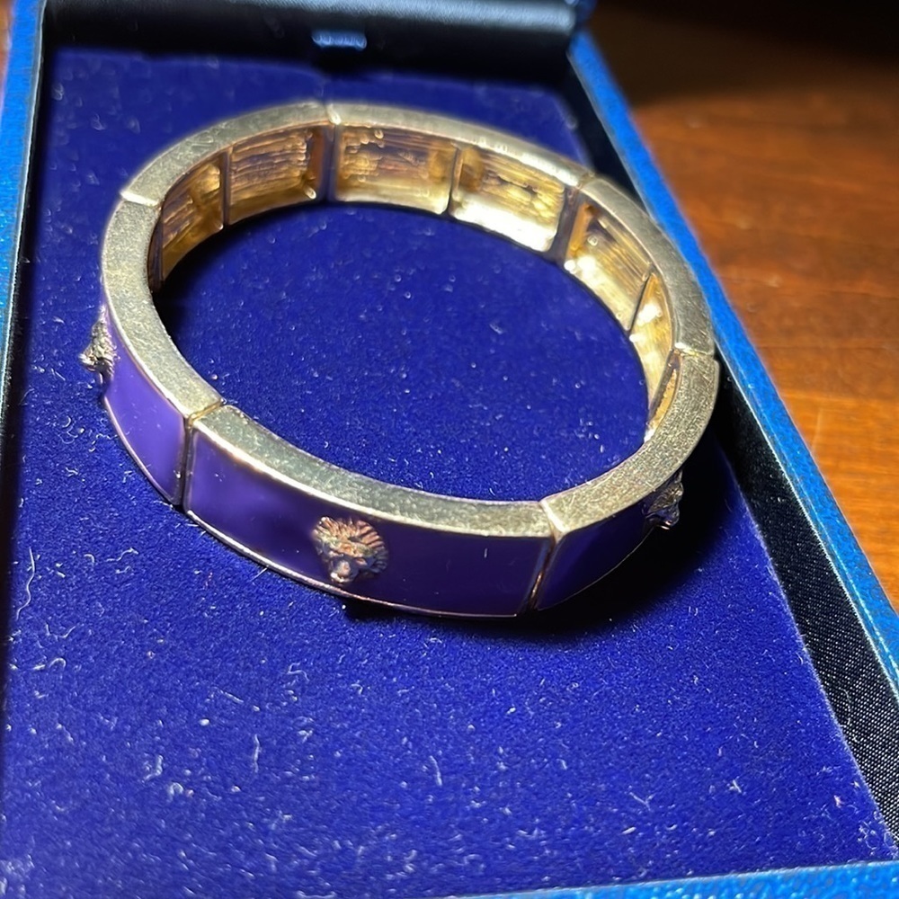 Enamel Stretch Bracelet — blue with lions